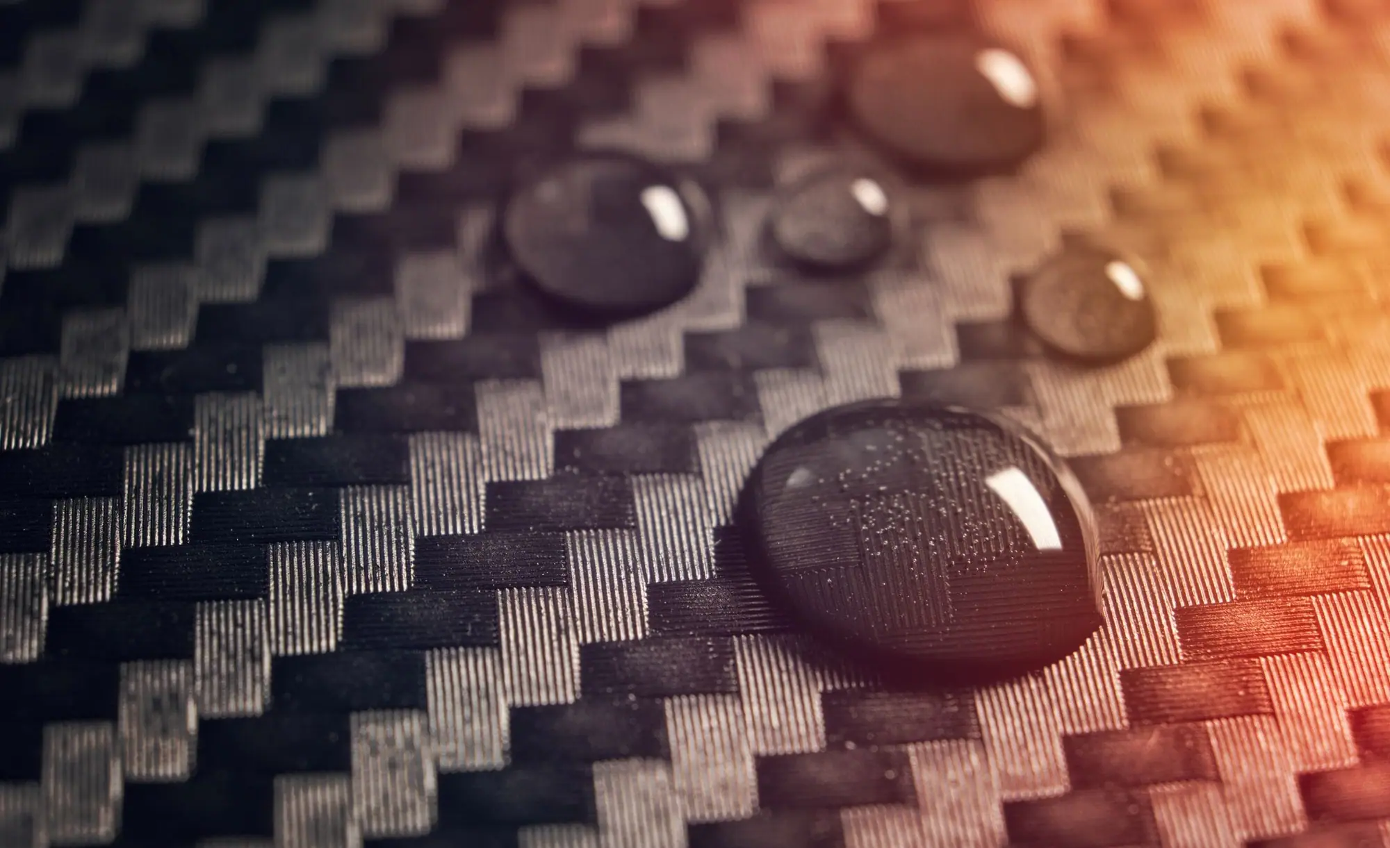 Water beading on carbon fibre