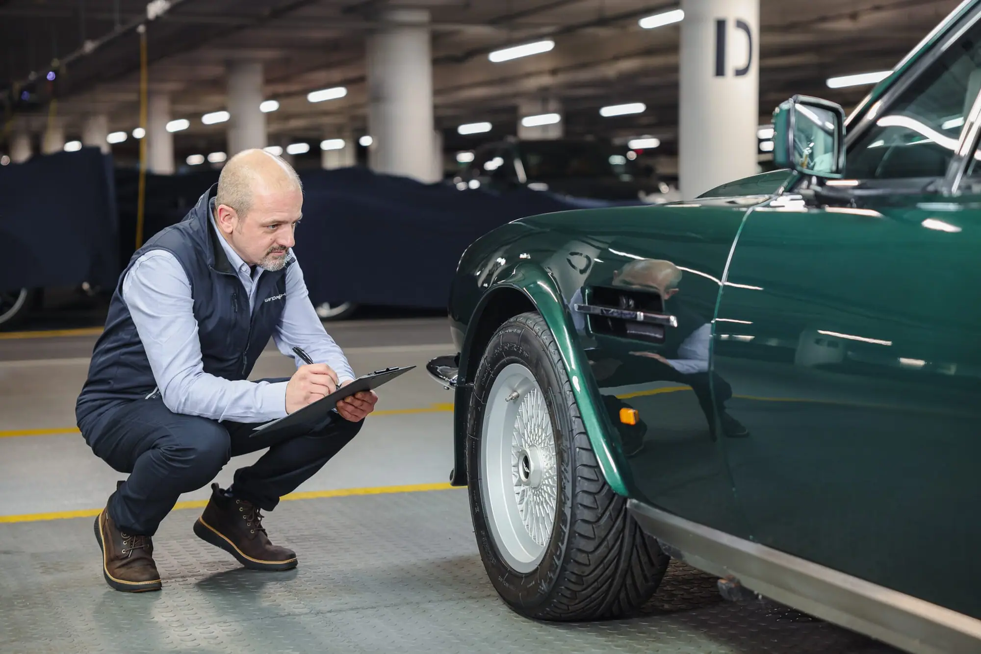 Recording a classic Aston Martin on arrival