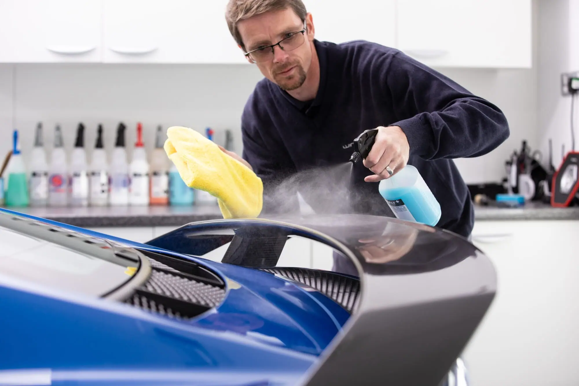 Washing a car by hand