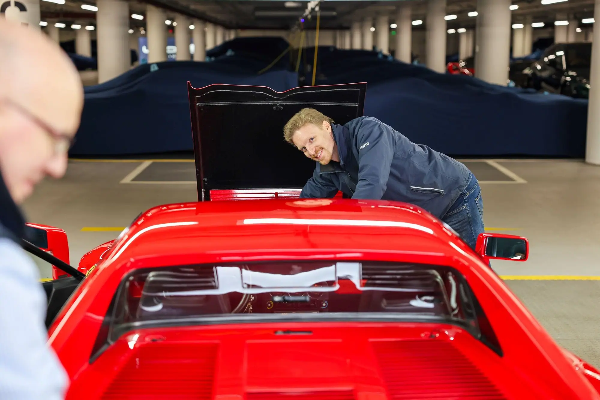Detailing a red Ferrari