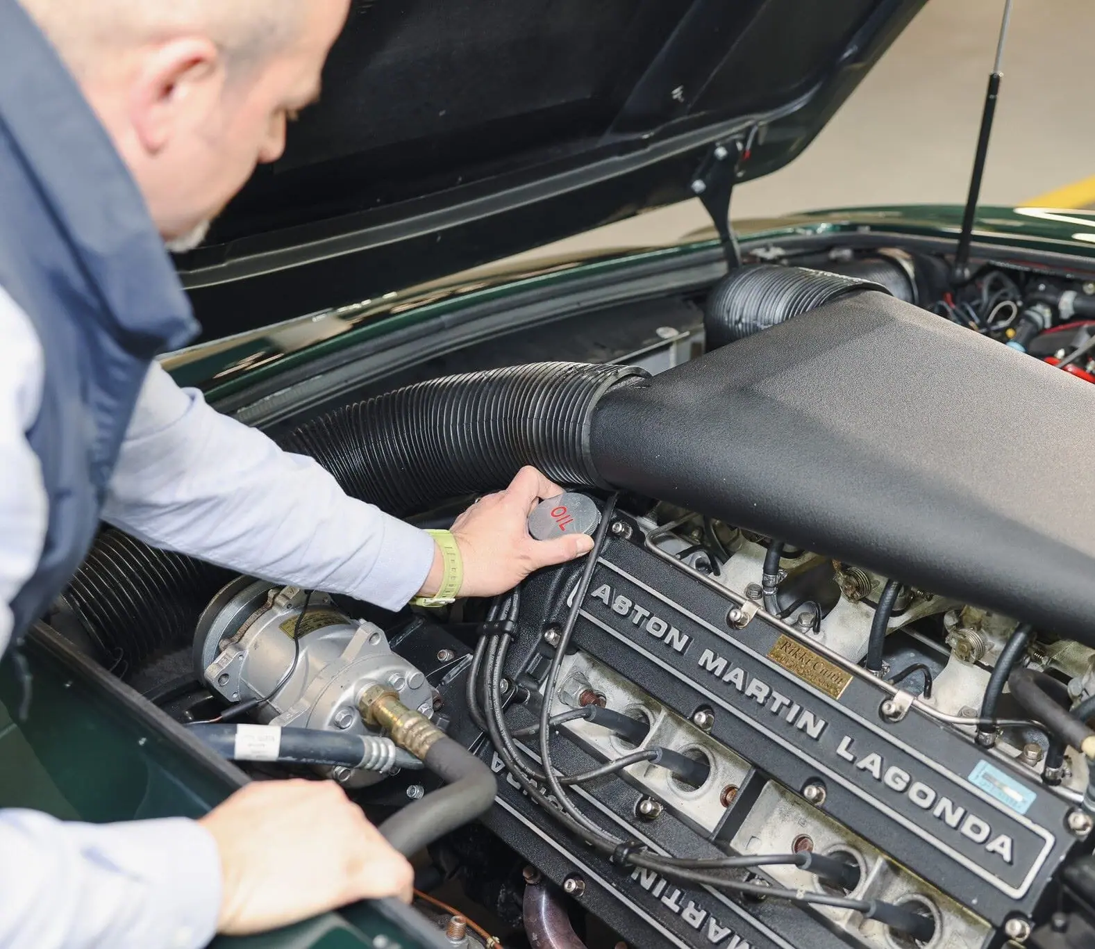 Inspecting an engine bay